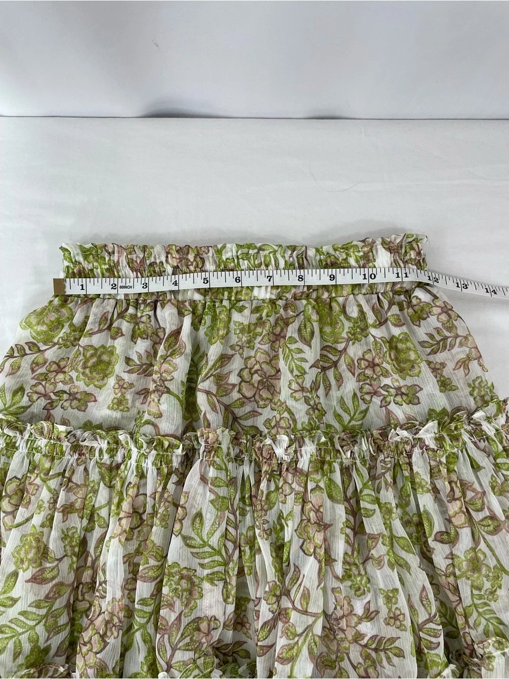 MISA Los Angeles Floral Chiffon Mini Skirt Set XS Boho Peasant Top Romantic Coqu